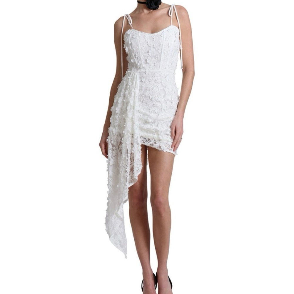Avec Les Filles White Asymmetrical Bodycon Dress